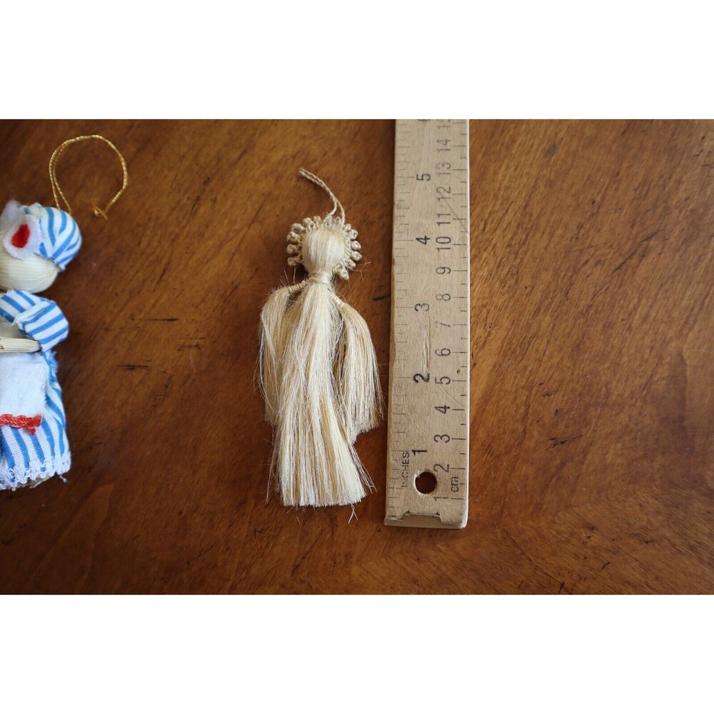 Lot 4 Corn Husk Christmas Ornaments Vintage Mouse Mice 4" Horsehair (?) Angel - Picture 8 of 13